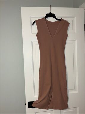 EVA brand light mocha  sleeveless midi dress